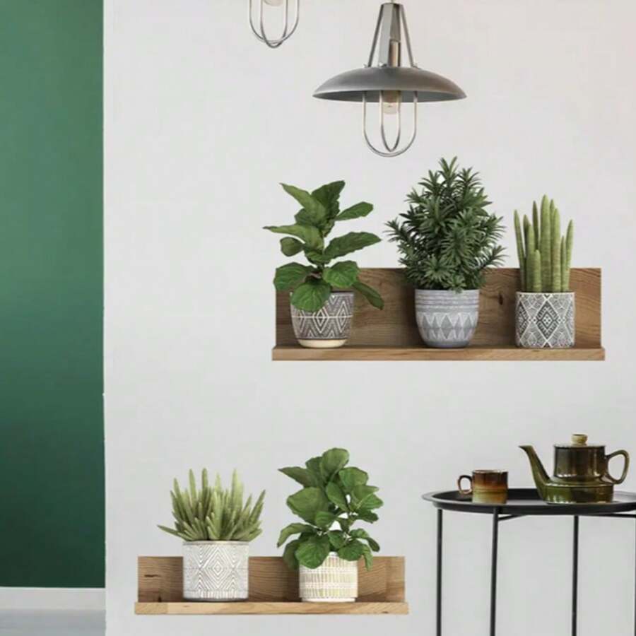 2 Pieces, Green Plants, Flowers, Trees, Bonsai Wall Stickers, 3D Removable PVC Waterproof Self-Adhesive, Suitable For Living Rooms, Bedrooms, Kitchens, Wall Decoration, Tropical Plant Stickers Personalised Stickers Room Decor