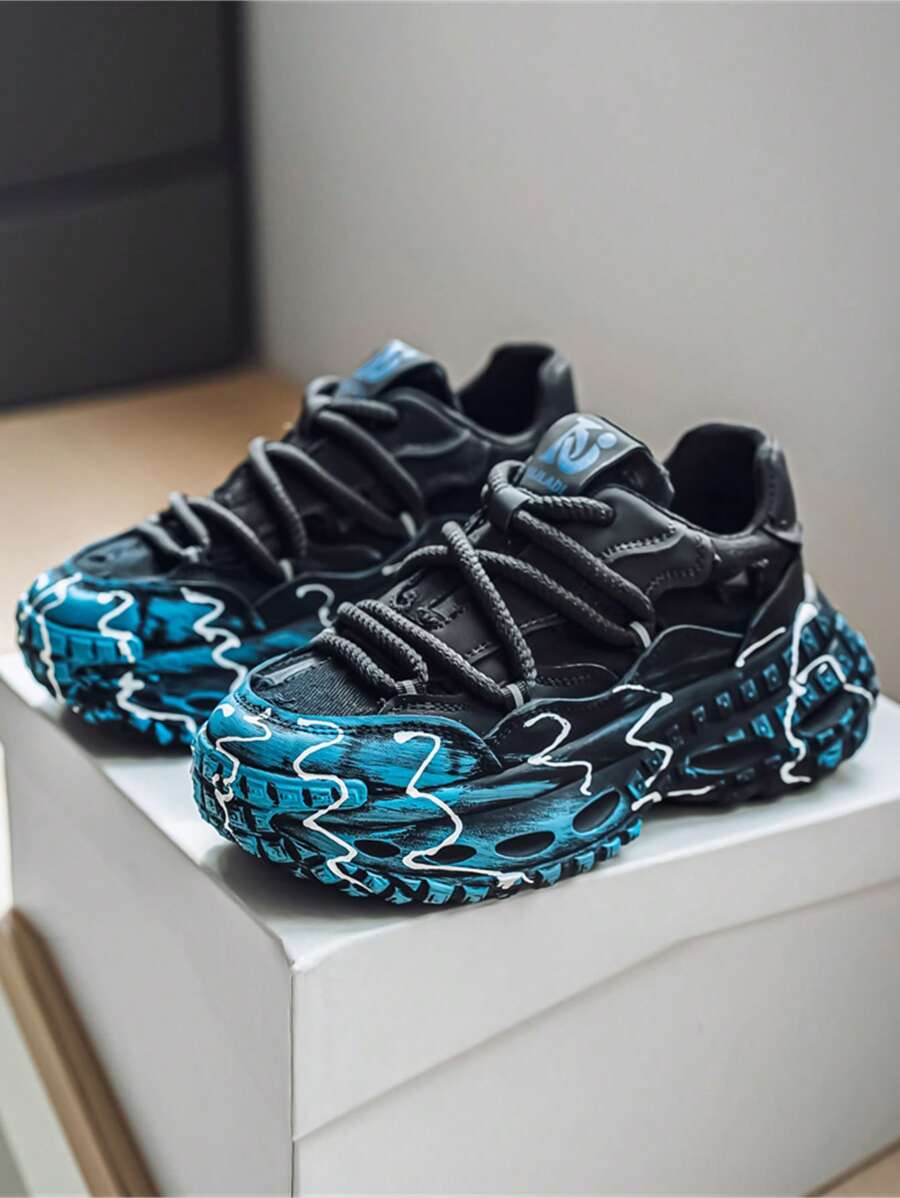 Nouvelles Baskets pour hommes été 2025, semelles épaisses anti-dérapantes et résistantes, Baskets Épais confortables et souples avec dégradé de couleurs, Chaussures de sport de loisirs pour jeunes, style casual de rue
