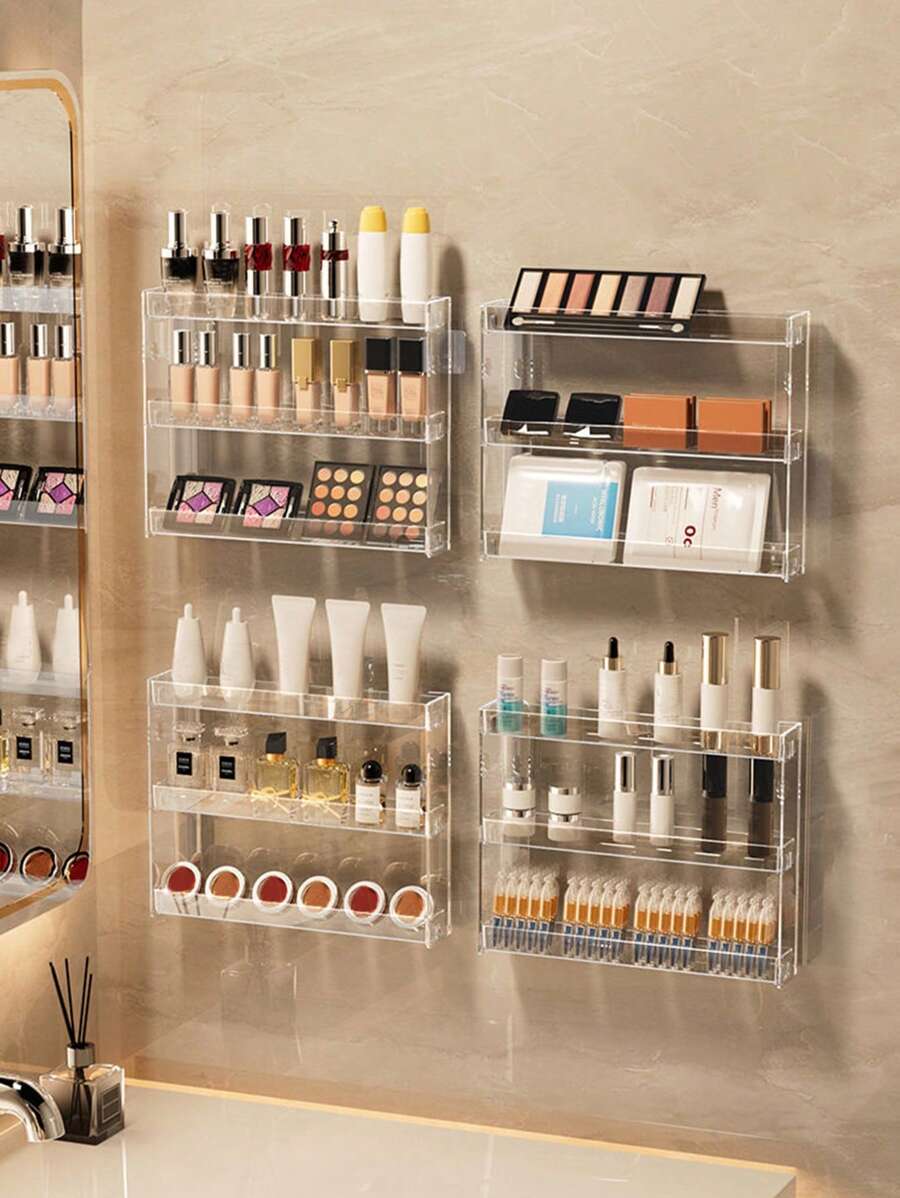 1pc Multi-Layer Acrylic Wall-Mount Display Rack, Customized For Blind Boxes, Nail Polish, Action Figures And Other Toys/Accessories. Practical Storage Rack And Decorative Display Wall, Helps Organize And Showcase Your Toy Collection, Easy To Create Your Own Toy Exhibition Space At Home