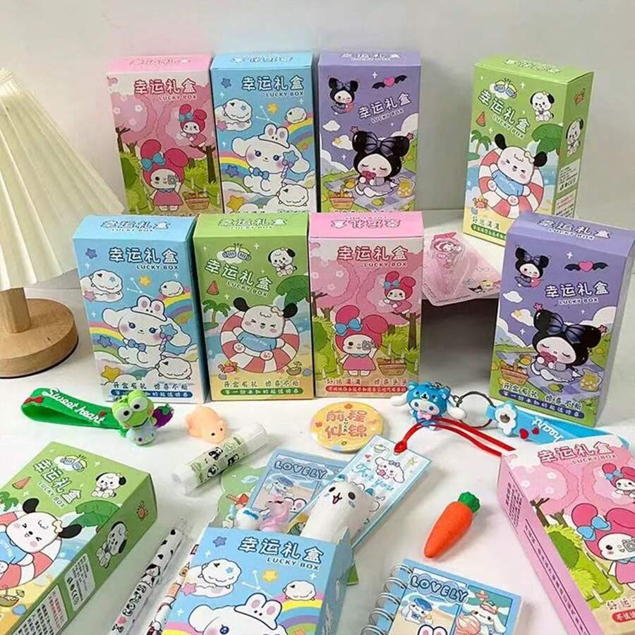 Sanrio Sanrio Surprise Stationery Blind Box, Containing 5-6 Sanrio Themed Stationery Items, Surprise Stationery Gift Box, Various Styles, Student Prizes And Holiday Gifts, School And Office Gifts, Gifts For Children, Holiday Gifts (Styles Randomly Selected)