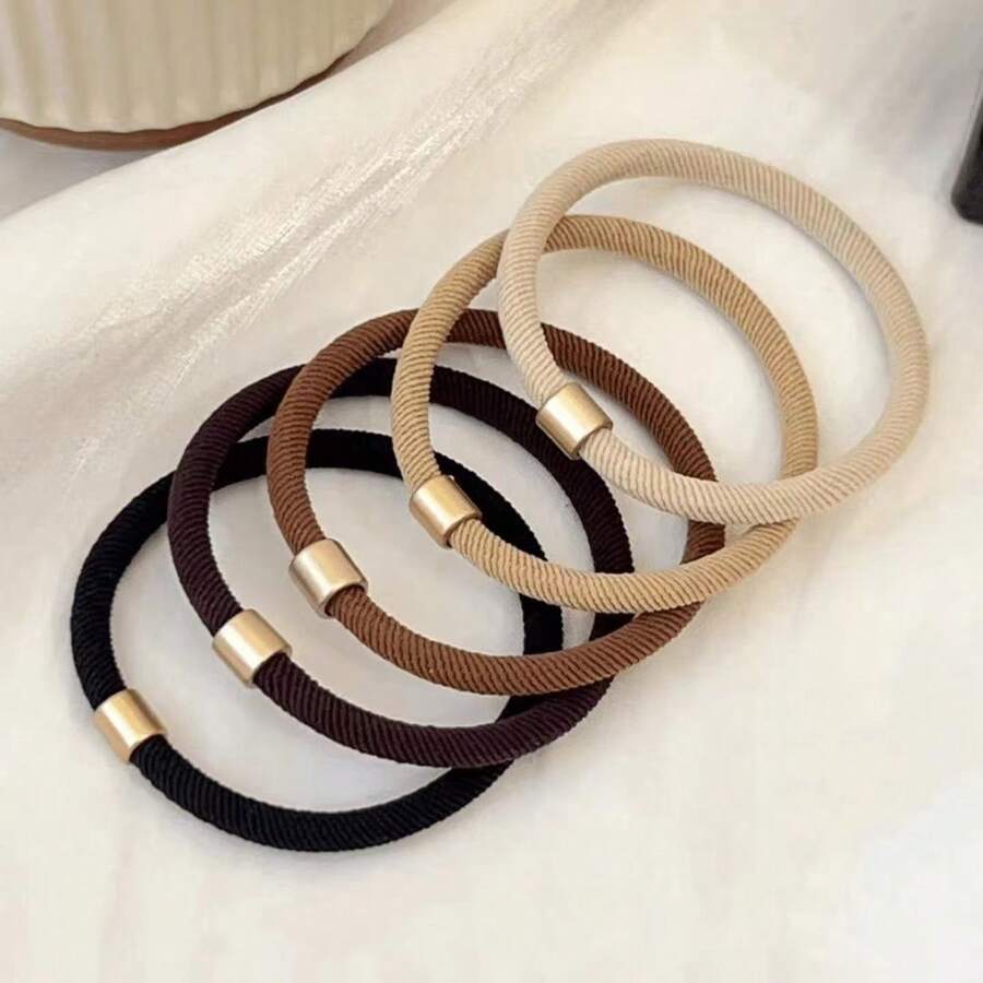 5pcs, Women, Multicolor, High Ponytail Hair Tie Rubber Band High Elasticity Durable Hair Tie For Dating, Commuting, Sports, Vacation, Beach Hair Ties Ponytail Holders Hair Elastics Hair Rubber Bands Scrunchies Hair Rope