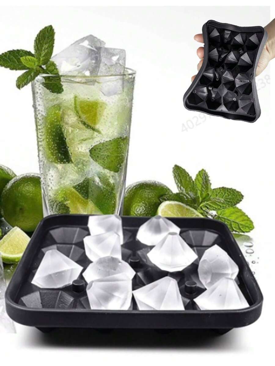 1pc - Diamond Silicone Ice Cube Mold, Silicone Material, Diamond Ice Cube Tray, Ideal Bar Tools For Whiskey, Wine, Kitchen Gadgets