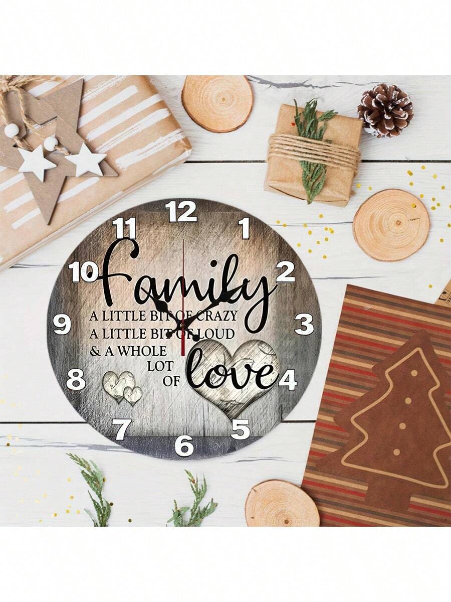 1 Peça Relógio de Parede em Formato de Coração de Madeira, Decoração de Estilo Americano para Sala de Estar, Quarto, Decoração de Presente de Natal e Ano Novo, Relógio de Parede, Decoração de Quarto, Decoração de Dormitório, Decoração de Volta às Aulas, Decoração Escolar, Surpresa Escolar