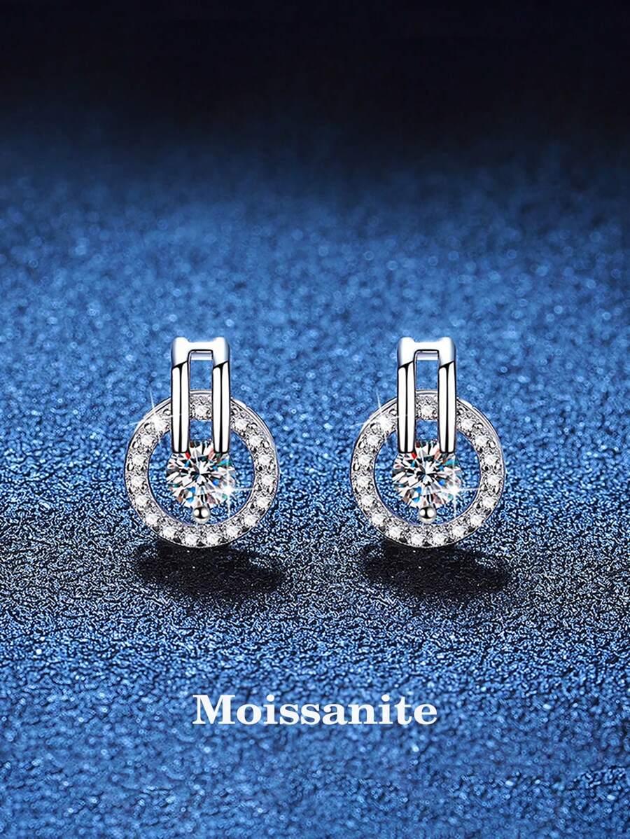 2 Stücke 925 Silber 0,6 Karat Moissanit Ohrstecker, geeignet für den täglichen Gebrauch von Frauen, Partys, Urlaub, Hochzeit, Jahrestag, Weihnachten, Geburtstagsschmuckgeschenke
