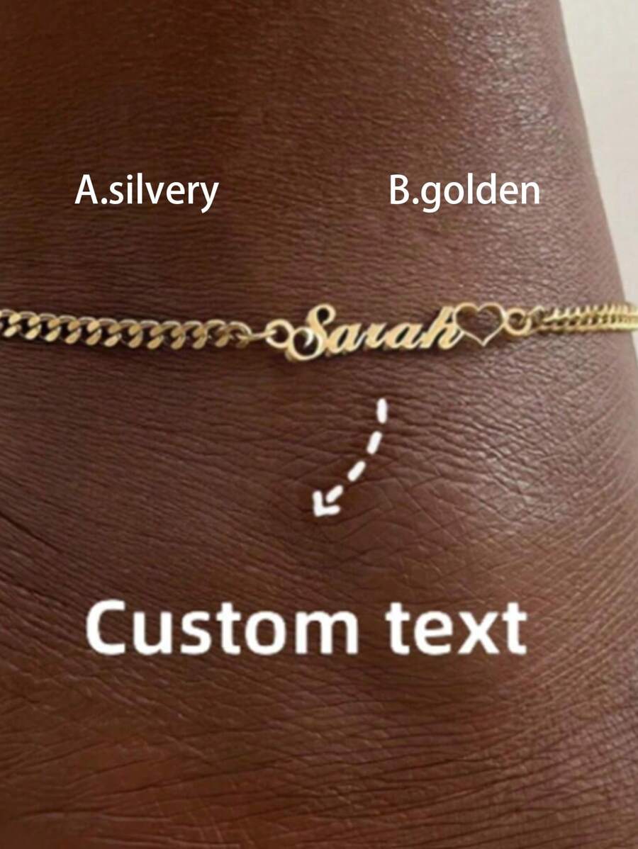 Tobillera con placa de acero inoxidable personalizada con nombre para mujer, colgante con nombre personalizado, regalo para ella de oro estiloso, moda de otoño, casual, lindo, sobrio, estilo antiguo, personalizado, único, regalo ideal para su novia, mamá, familia, amigos, hija, abuelos, para aniversarios, San Valentín, Día de la Madre, cumpleaños, graduación, bodas, uso diario