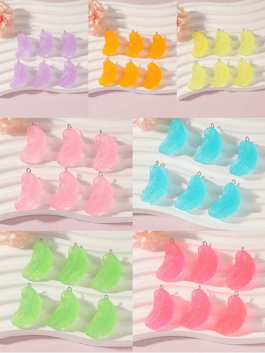 7pcs Cute Glow-In-The-Dark Multicolor Simulated Fruit Orange Pendant Jewelry DIY Accessories Keychain Bag Charm