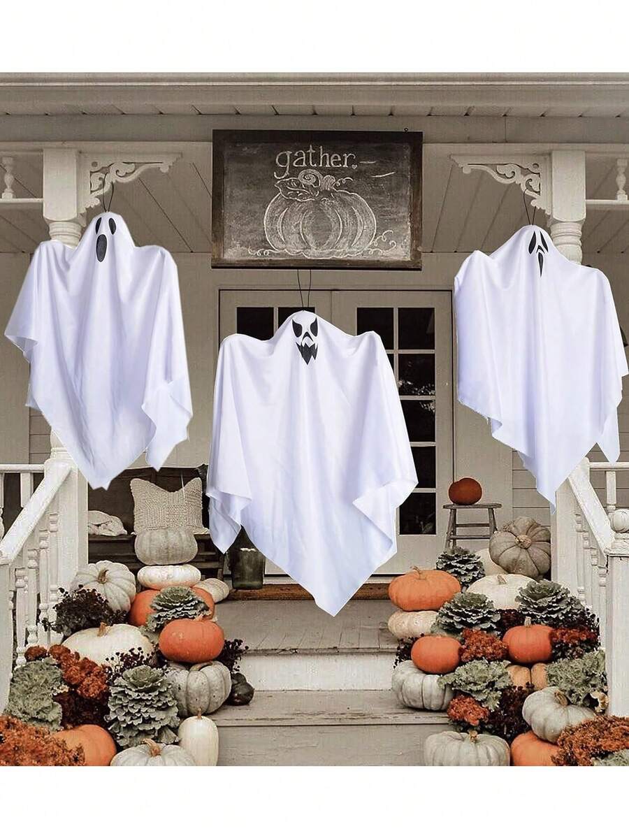 Halloween Ghost Hanging Decorations, White Mini Ghost Hanging Decor For Halloween Atmosphere, Halloween Party Decorations, Halloween Night Decor