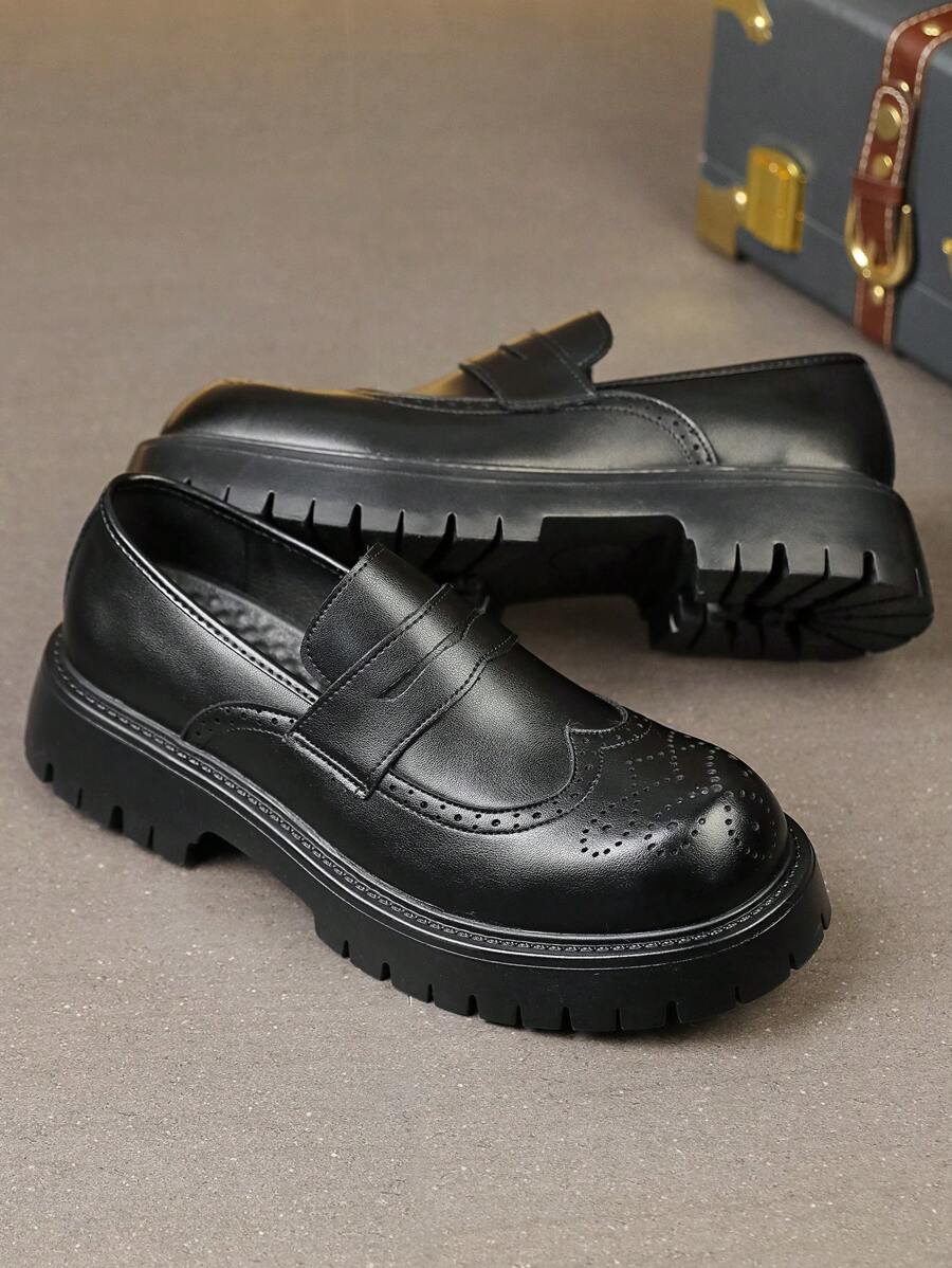 Men's Formal Business Leather Dress Shoes, Slip-On Vacation Wedding Shoes