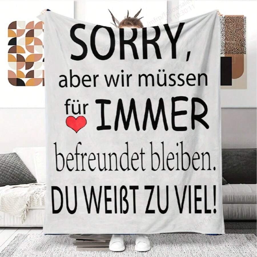 1pc Flannel Blanket, Suitable For Friends And Best Friends, Versatile Blanket, Warm And Comfortable Throw Blanket With Slogan
