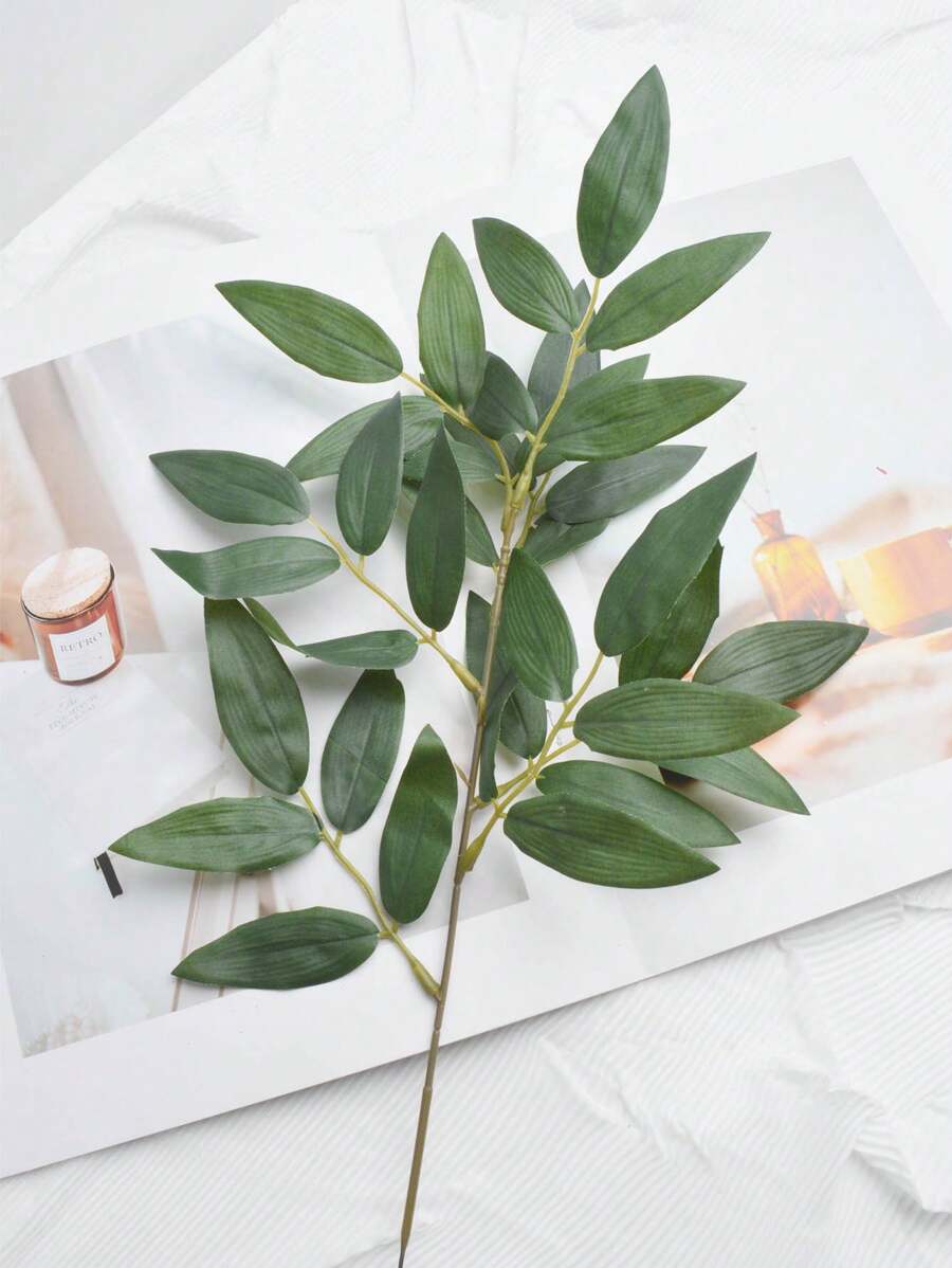 2PCS/4PCS/8PCS Green Leaf Artificial Silk Green Bamboo Leaf DIY Wedding Arched Bouquet Filling Table Center Decoration Home Interior Decoration