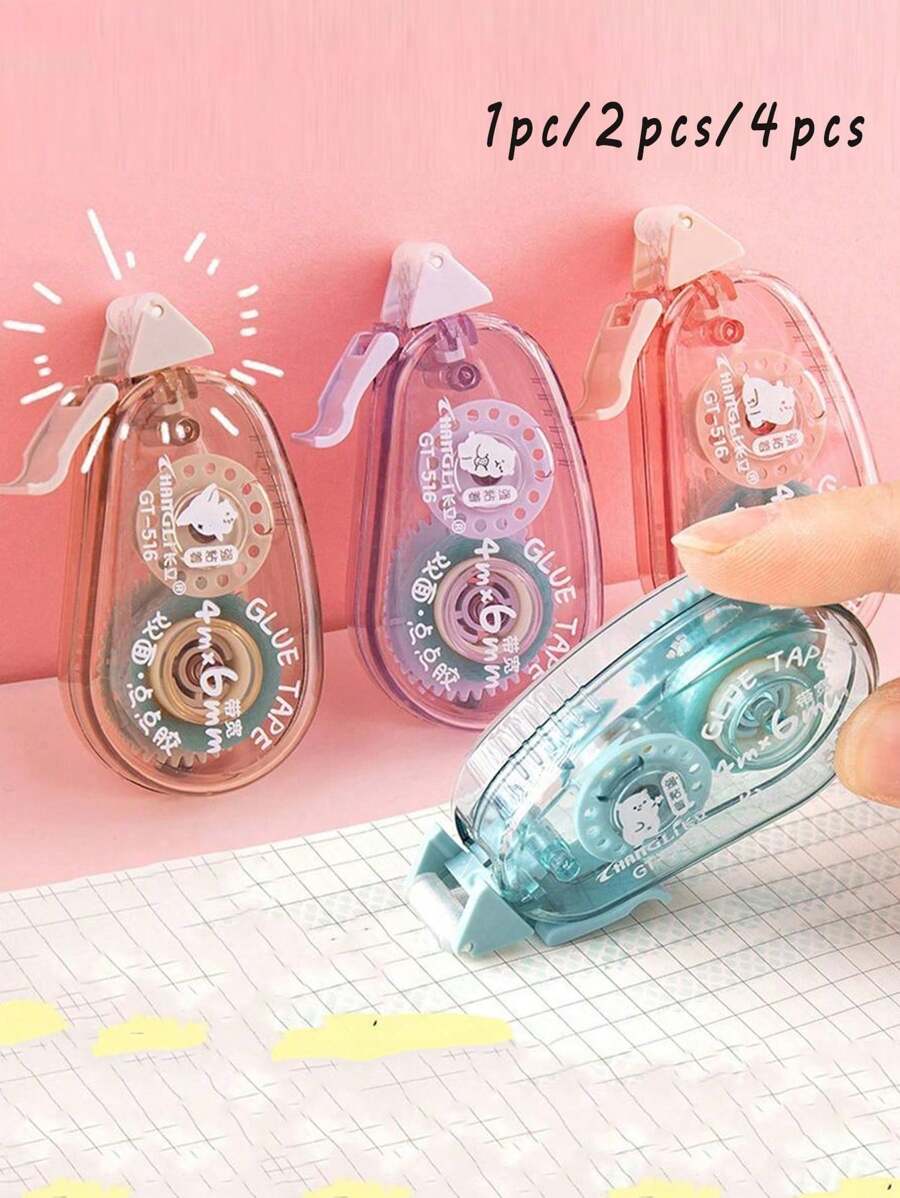 1PC/2PCS/4PCS Double-Sided Adhesive Dots Glue Tape, Acid Free & Archival, DIY Scrapbooking Collage Photo Album School Stationery Supplies Roller Tape,Permanent Tape Roller Tape Runner, Perfect For Adhesive Tape Dispenser For Crafts And Scrapbooking