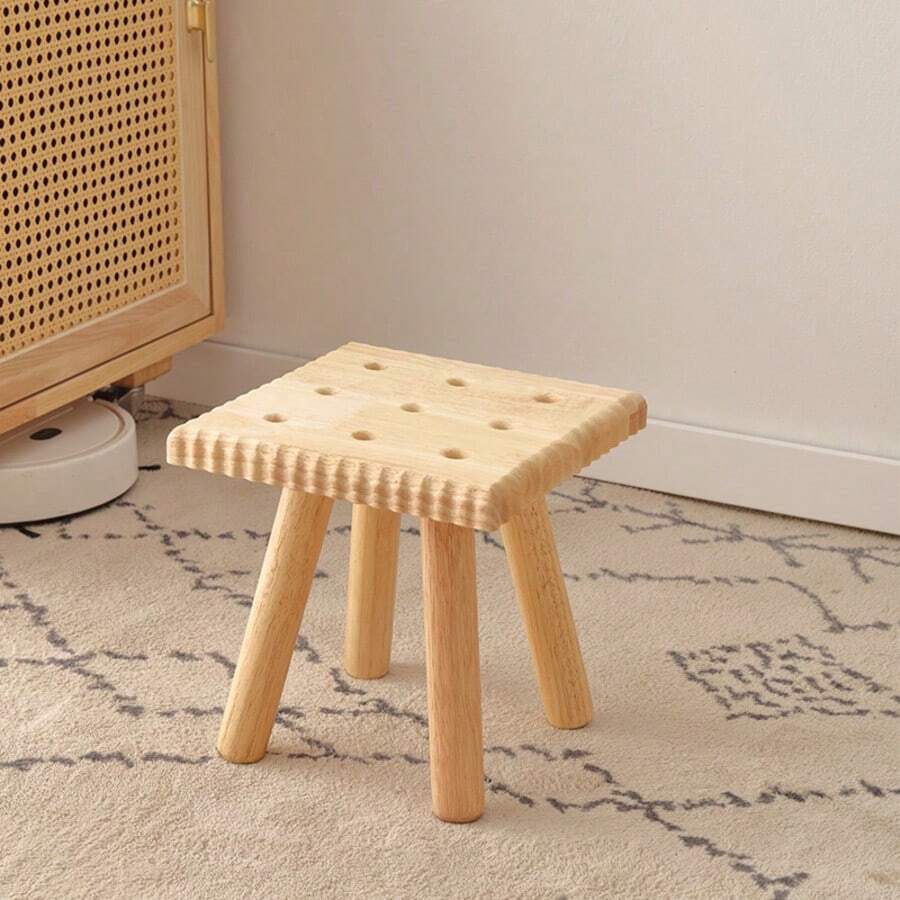1 pièce Tabouret en bois de forme de biscuit mignon, conception amovible pour une portabilité facile, convient pour le salon, la chambre, la salle de bain, le camping en plein air, le pique-nique, le thé de l'après-midi, la décoration pour le salon, la chambre, l'entrée