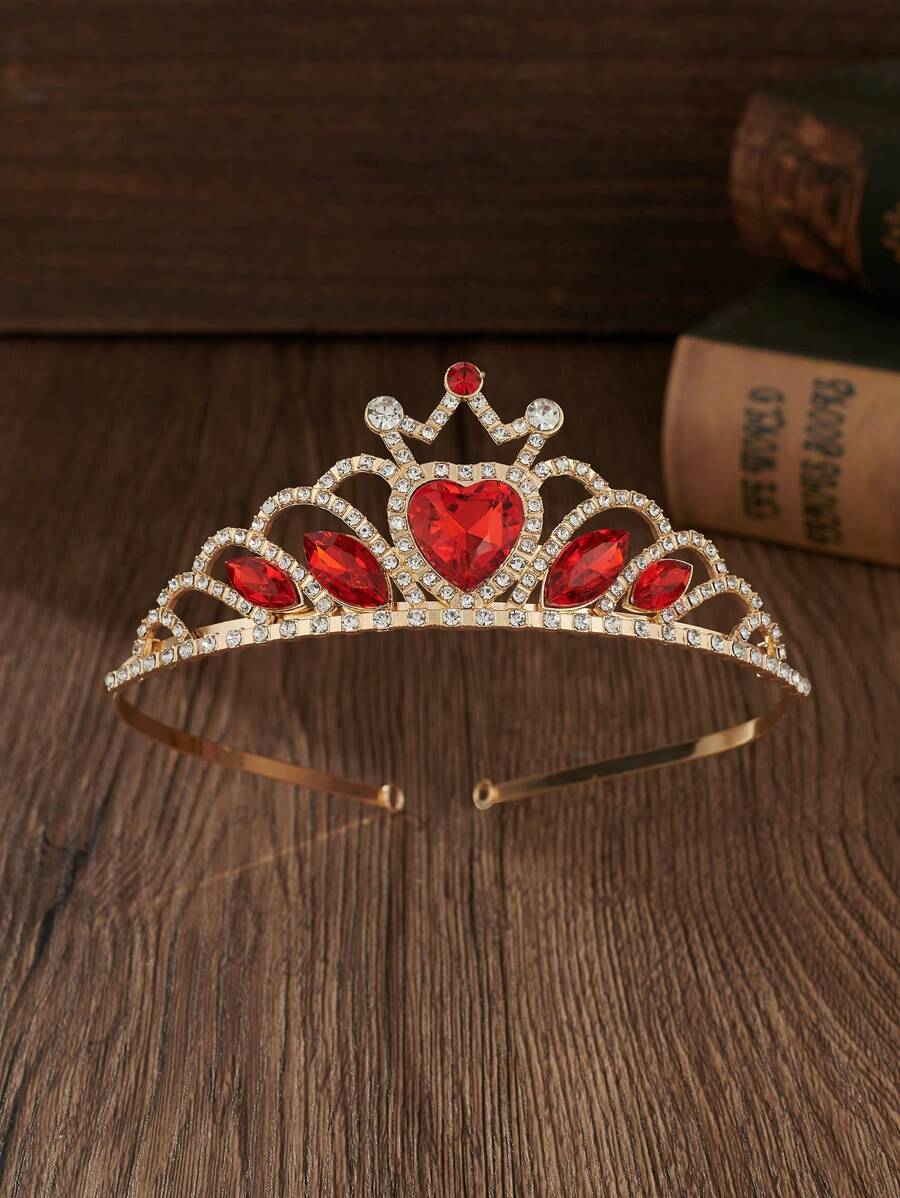 1 pièce Tiare couronne de forme de cœur en cristal, accessoires de mariage de mariée de luxe, couronne de cœur pour la Saint-Valentin, décoration de gâteau d'anniversaire