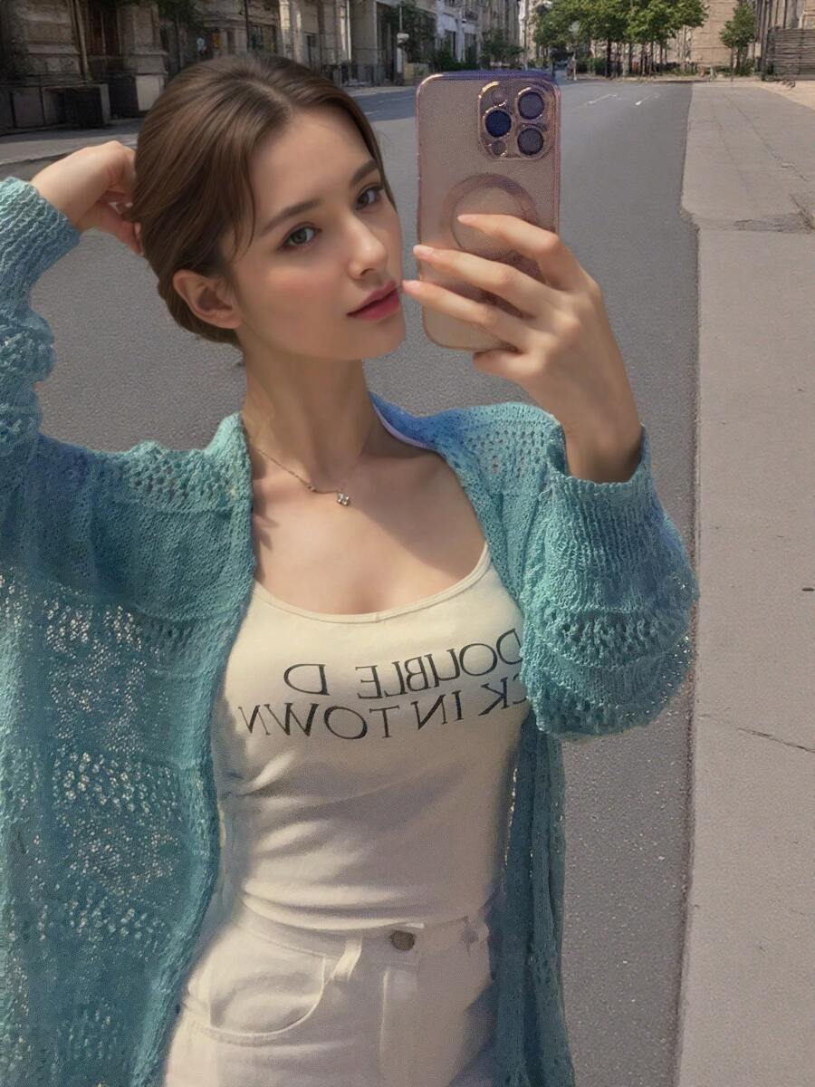 1 buc. Cardigan casual elegant, cu lună, brodat, șal chimono lung și transparent pentru plajă din dantelă pentru femei