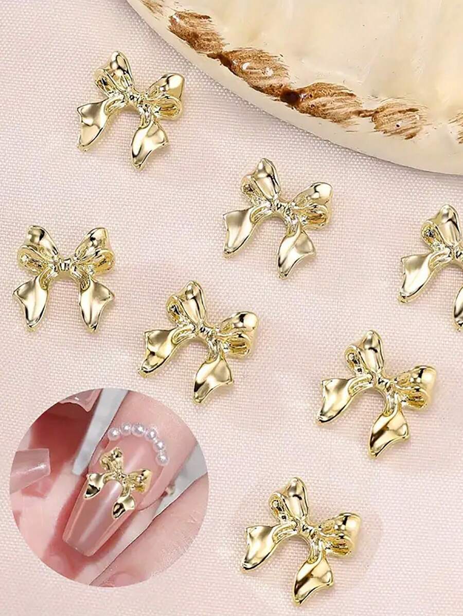 15pcs Golden Bowknot Rhinestones, Fashion Nail Art Decor, Nail Accessories For Manicure, No Fragrance, Beauty & Personal Care, Foot, Hand, And Nail Care Products