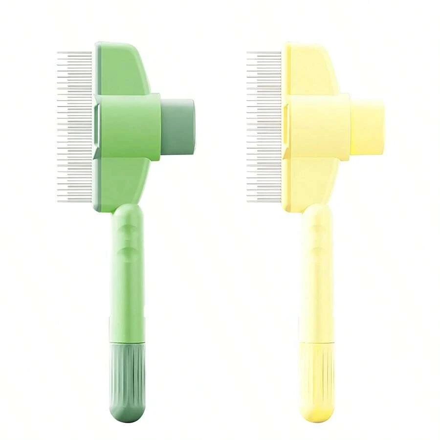 2 PCS Cat Combs For Indoor Cats, Pet Hair Brush With Release Button, Dog Grooming Comb, Cat Hair Remover Brush For Short And Long Hair Pets
