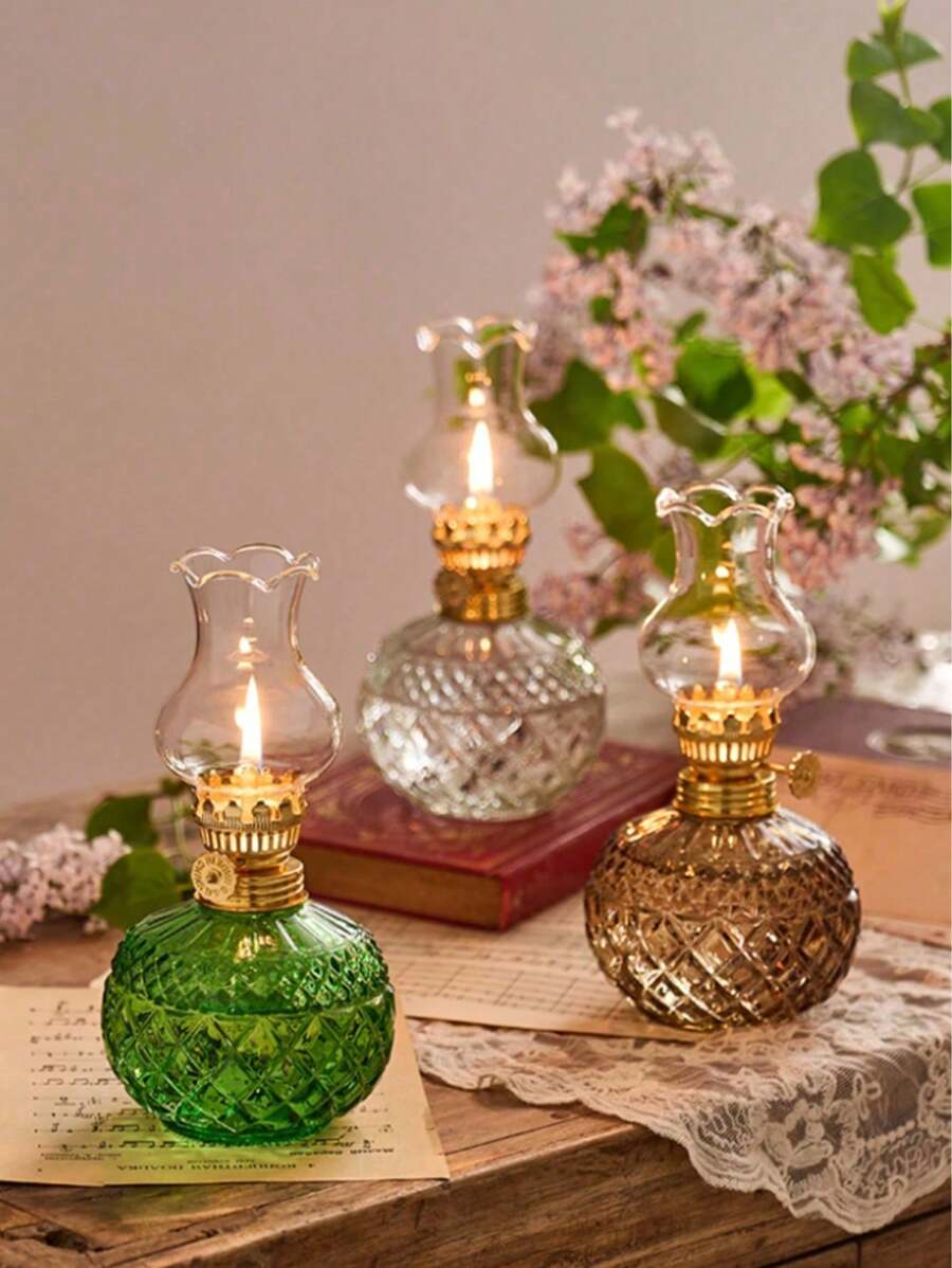 1pc Rustic Large Oil Lamp Vintage Glass Kerosene Lamp Antique Oil Lamps For Indoor Use Emergency Lighting Hurricane Lamp Chamber (Does Not Contain Liquid) Vintage Home Decor Garden Decor Lamp Shade