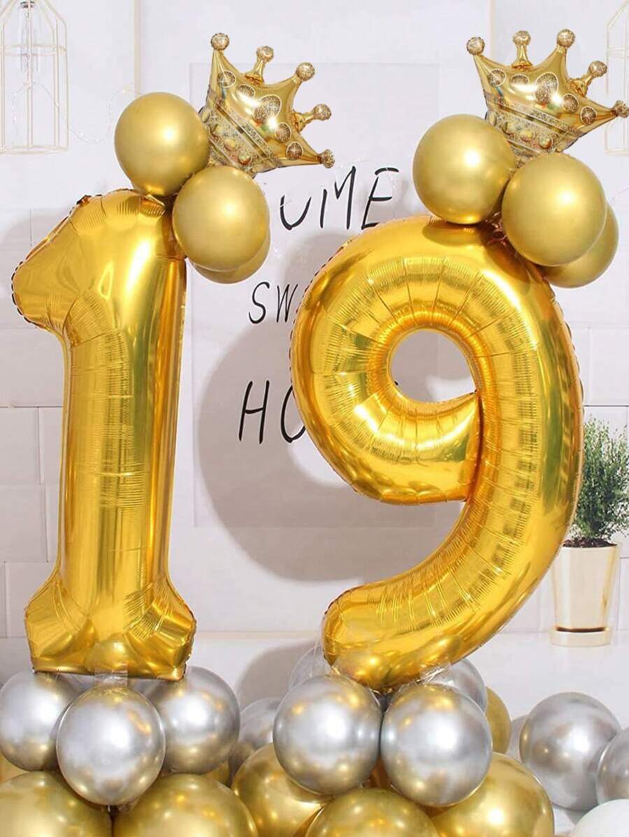 1/2 piezas Globo número corona de oro - Globos de número de oro de 40 pulgadas con minúsculas coronas de oro, perfectos para fiestas de cumpleaños, aniversarios, celebraciones de 100 días, fiestas del Día de los Caídos, decoración de interiores, fotografía en exteriores