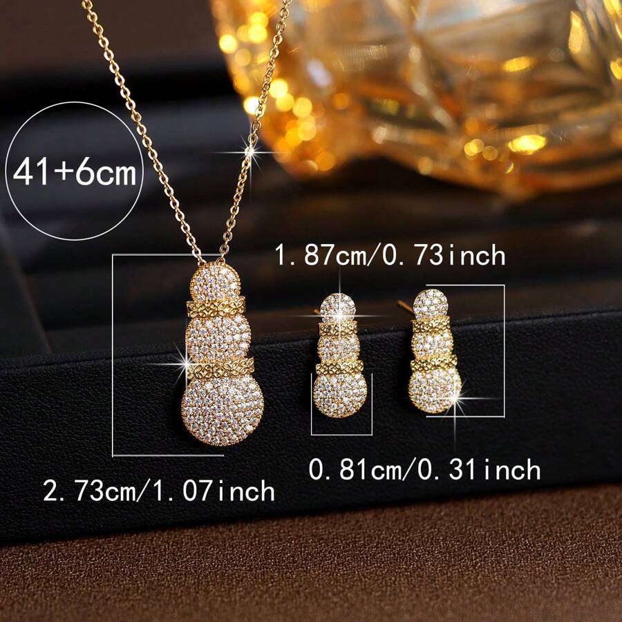 1 Set de joyería de moda para mujer, collar de circonita cúbica y cristal nuevo con pendientes a juego, accesorios de vestir chapados en oro con diamantes completos
