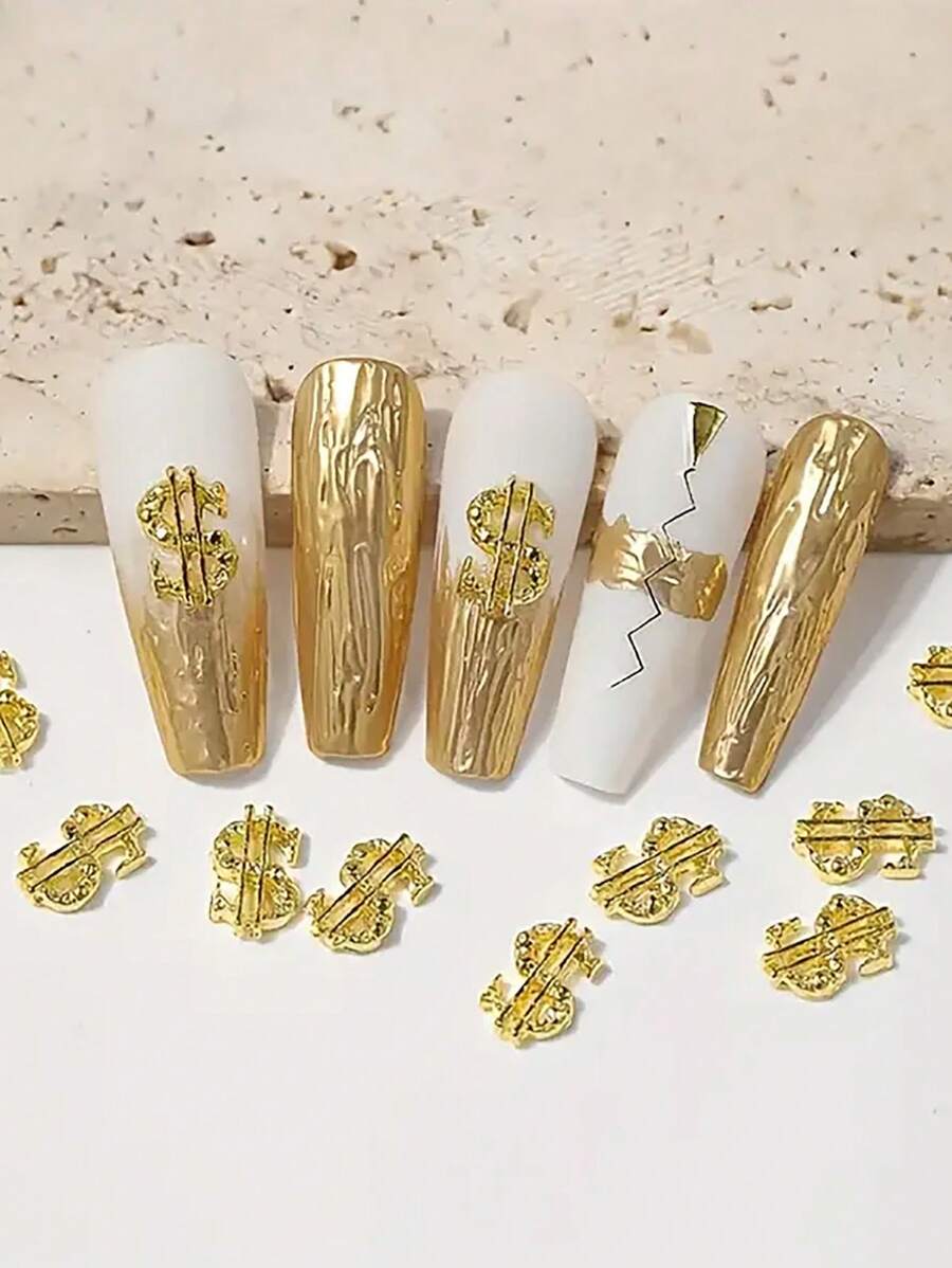15pcs Alloy Money Dollar Nail Charms 3D Golden&Silvery Dollar Sign Nail Art Charms Nails Design Nail Decorations For Women S Nailcharms