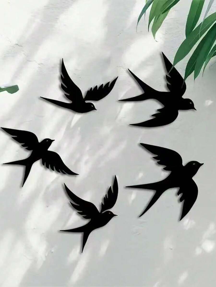 5 pièces Décoration en métal en forme d'oiseau, convient pour la décoration intérieure/extérieure, mur, porte, enseigne
