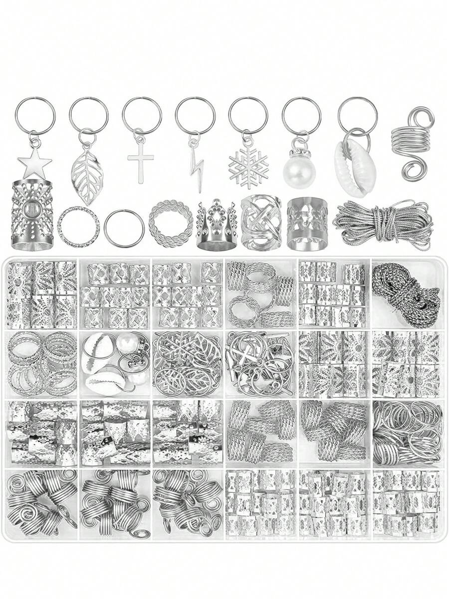 259 Pcs Hair Jewelry, Hair Accessories For Braids Silver Loc Jewelry For Hair Dreadlocks Braid Jewelry Hair Cuffs Clips Dreadlock Accessories For Women's Hair Charms Rings Decoration