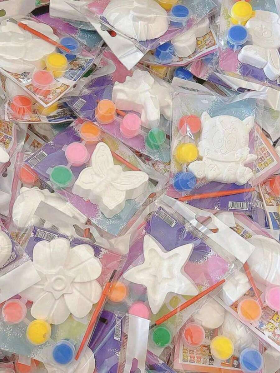 2 pezzi Mini pittura in gesso colorato fai-da-te, da regalare, con graffiti e decorazioni colorate