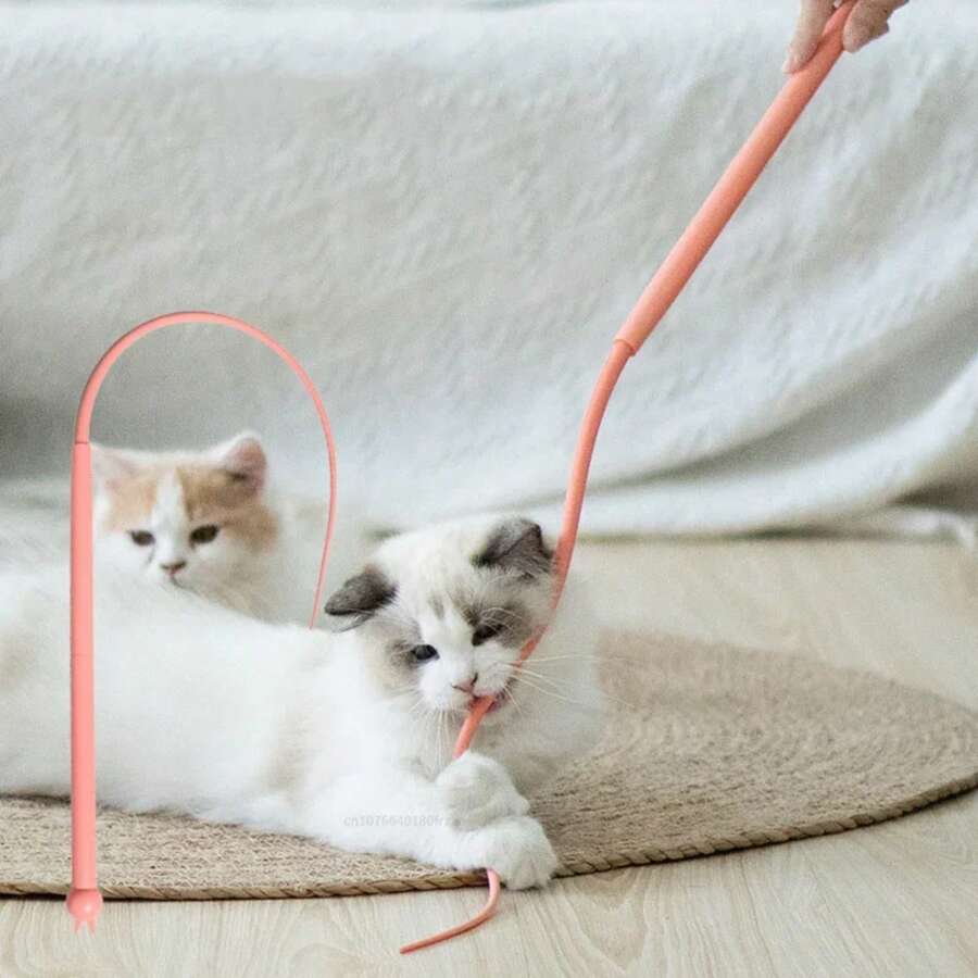 Simulated Mouse Tail Cat Toy Cat Teaser Funny Stick Silicone Long Tail Pet Interactive Toys For Cats Kitten Hunting Pet Products