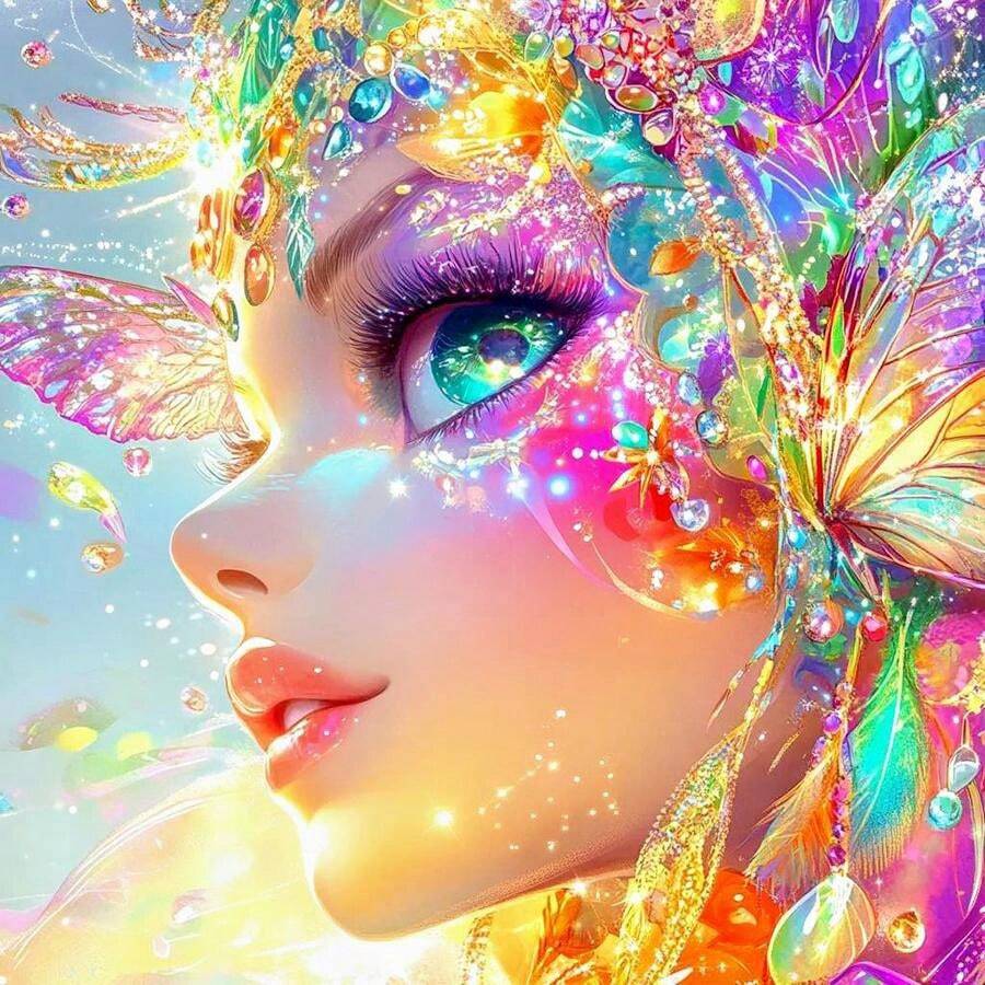 5D DIY Full Drill Diamond Painting Round - Diamond Art Painting Kit, Colorful Butterfly Wings Mosaic, Canvas - DIY Decorative Painting, Home Wall Decor, Ideal Gift For Valentine's Day, Ramadan, Birthday & Anniversary