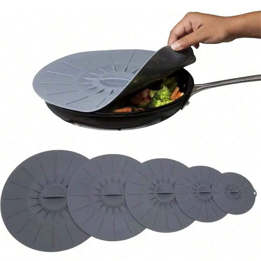 5er Set Silikonschüssel-Deckel, hitzebeständige Mikrowellen-Abdeckung, wiederverwendbare Silikondeckel mit Saugfunktion in verschiedenen Größen als Geschenk, passend für Schüsseln, Tassen, Teller, Töpfe, Pfannen - Mikrowellen-Spritzschutz Herd, Küchenbedarf