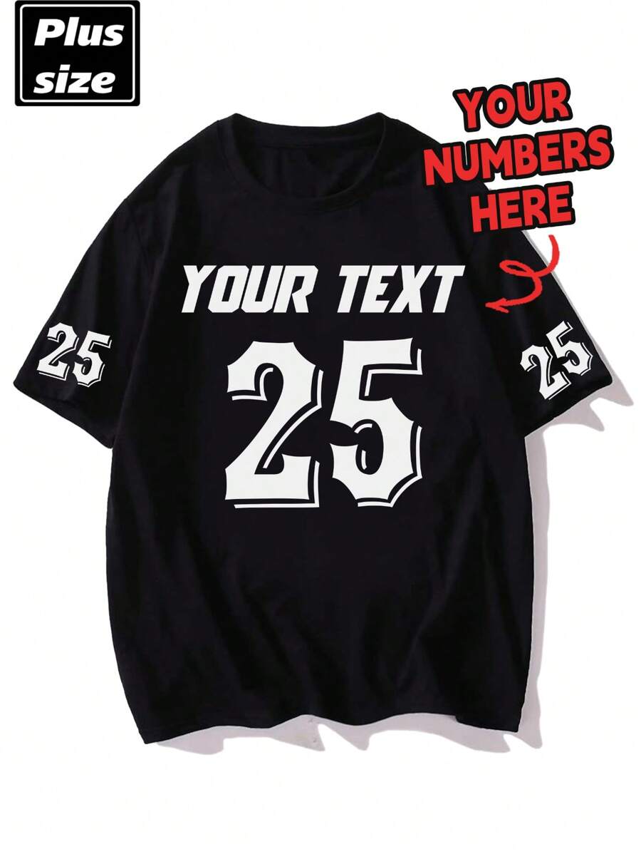 Personalized Text Custom Plus Size Men T-Shirt, Custom Text, Plus Size Men's Clothing, Loose Fit Summer Plus Size T-Shirt Customization, Upload Your Text/Birthday Wishes/Message, Holiday Custom (Birthday/Father's Day/Valentine's Day), Team/Outdoor Uniform Custom, Personalized Image Crew Neck Plus Size Short Sleeve Loose Fit Men's T-Shirt Customization, Holiday Gift, Birthday Gift, Plus Size Men's T-Shirt, T-Shirt Graphic Customization, Summer Plus Size Top