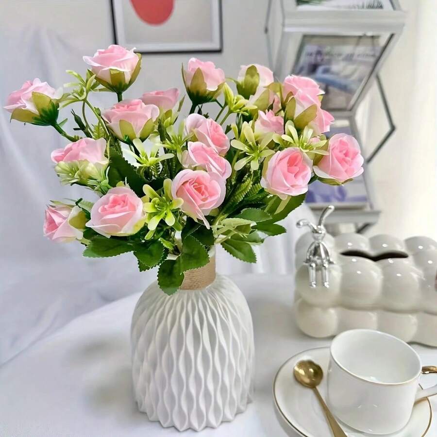 Vase aus Hanfseil mit Ananasmuster, Kunststoff, simpler und frischer Blumenvasen-Effekt mit Wellenstruktur
