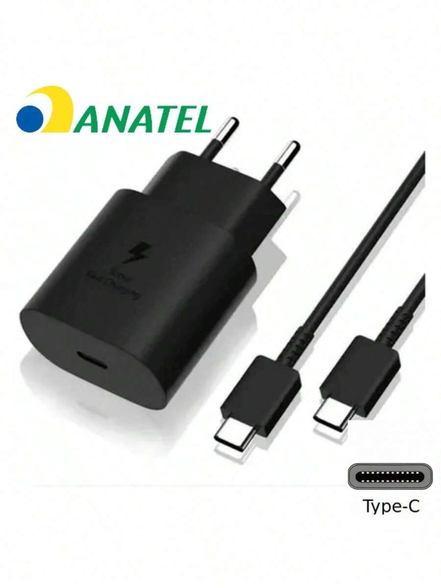 Carregador Super Rápido 25w Para Galaxy S24 S23 S21 S20 Fe Plus Ultra - Super Fast Cabo Blindado Tipo Usb C - Premium