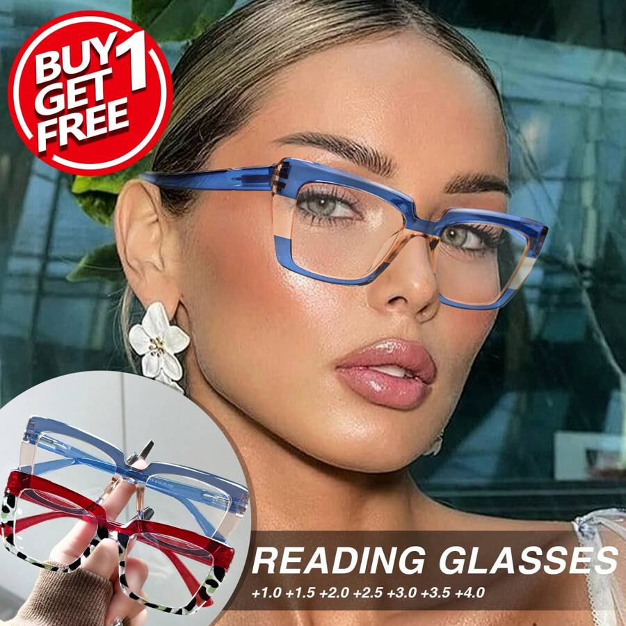 2 piezas Gafas de lectura rectangulares con estampado de leopardo y bisagras de resorte premium, edición limitada, de moda para mujeres en movimiento y oficina, con aumento