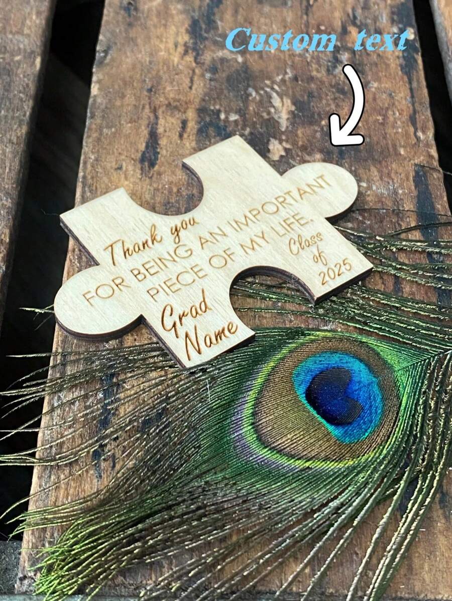 1pc Personalized Wooden Puzzle Refrigerator Magnet, Can Customize Name Text, Graduation Party Thank You, Graduation Gift For Guests, 2025 Graduate Souvenir, Custom Wooden Magnet