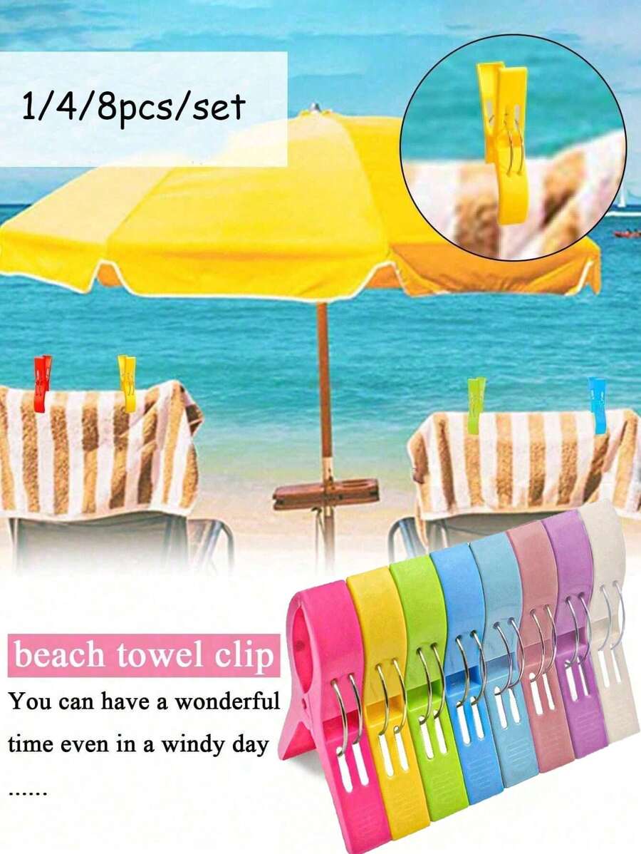 8 piezas de clips para toallas de playa, clips de plástico para toallas de playa, pinzas de ropa, pinzas a prueba de viento, pinzas grandes y lindas a prueba de viento, clips de plástico para colchas, utiliza estos clips coloridos y duraderos para asegurar tus toallas de playa. Clips para sillas de piscina, clips colgantes grandes, clips a prueba de viento para sábanas y calcetines, adecuados para uso doméstico y de viaje.