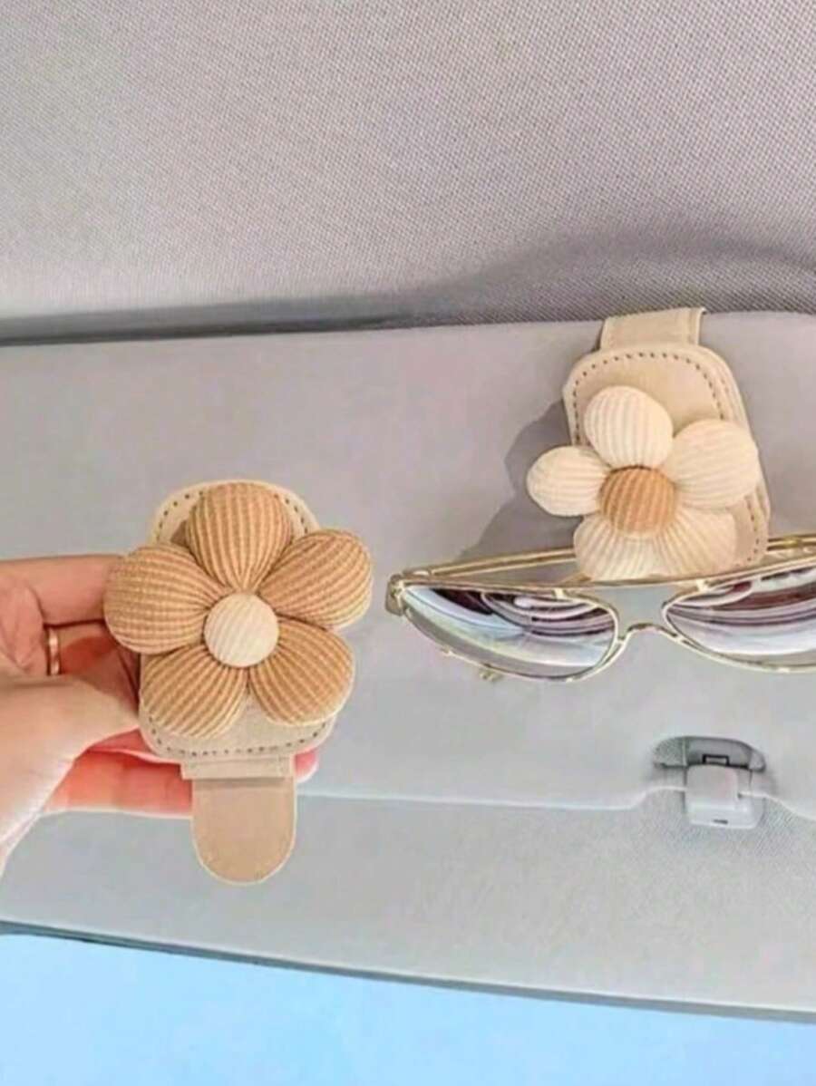 Blumen Auto Brillen Clip Brillenhalter Sonnenblenden Clip Multifunktional Kartenklemme Aufbewahrungsklemme für Auto für Frauen Aufbewahrungsorganizer Reiseaccessoires Schulanfang Studentenwohnheim Aufbewahrung