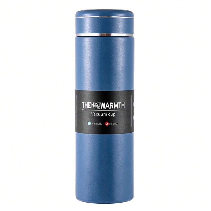 1 Stück 500ml auslaufsichere Edelstahl-Vakuumflasche mit großem Fassungsvermögen, tragbare und handgehaltene Thermosflasche mit großem Fassungsvermögen und Trinkhalm, Edelstahl-Sportwasserflasche, Wärmerhaltung bis zu 6-12 Stunden, 304 Edelstahl-Raumflasche, Fitness, Sport, Outdoor, Auto, Reisen, Trinktasse und -flasche