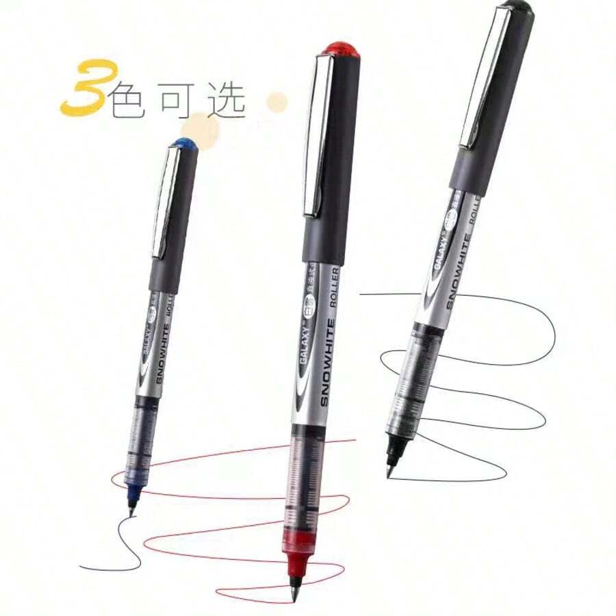 10pcs Liquid Ink Ballpoint Pens With Caps, Black/Red/Blue Ink, Large Capacity Pen For Office Writing, Student Study, Signing
