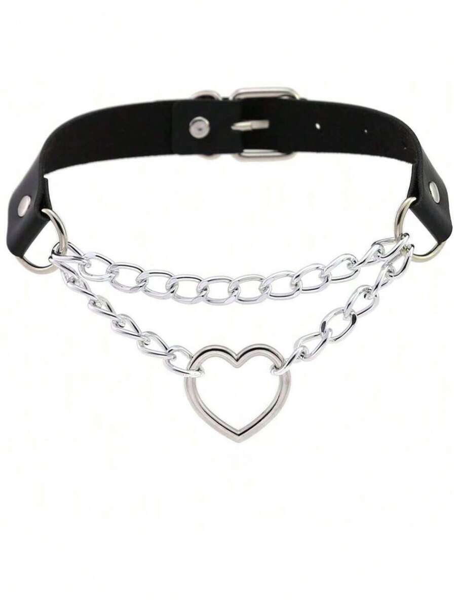 Collier tour de cou , collier Ras-du-cou gothique en forme de cœur style punk rock