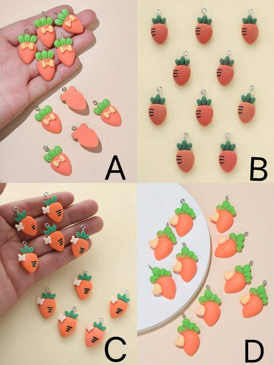 10 pièces Breloques pendentifs en forme de carotte, accessoire