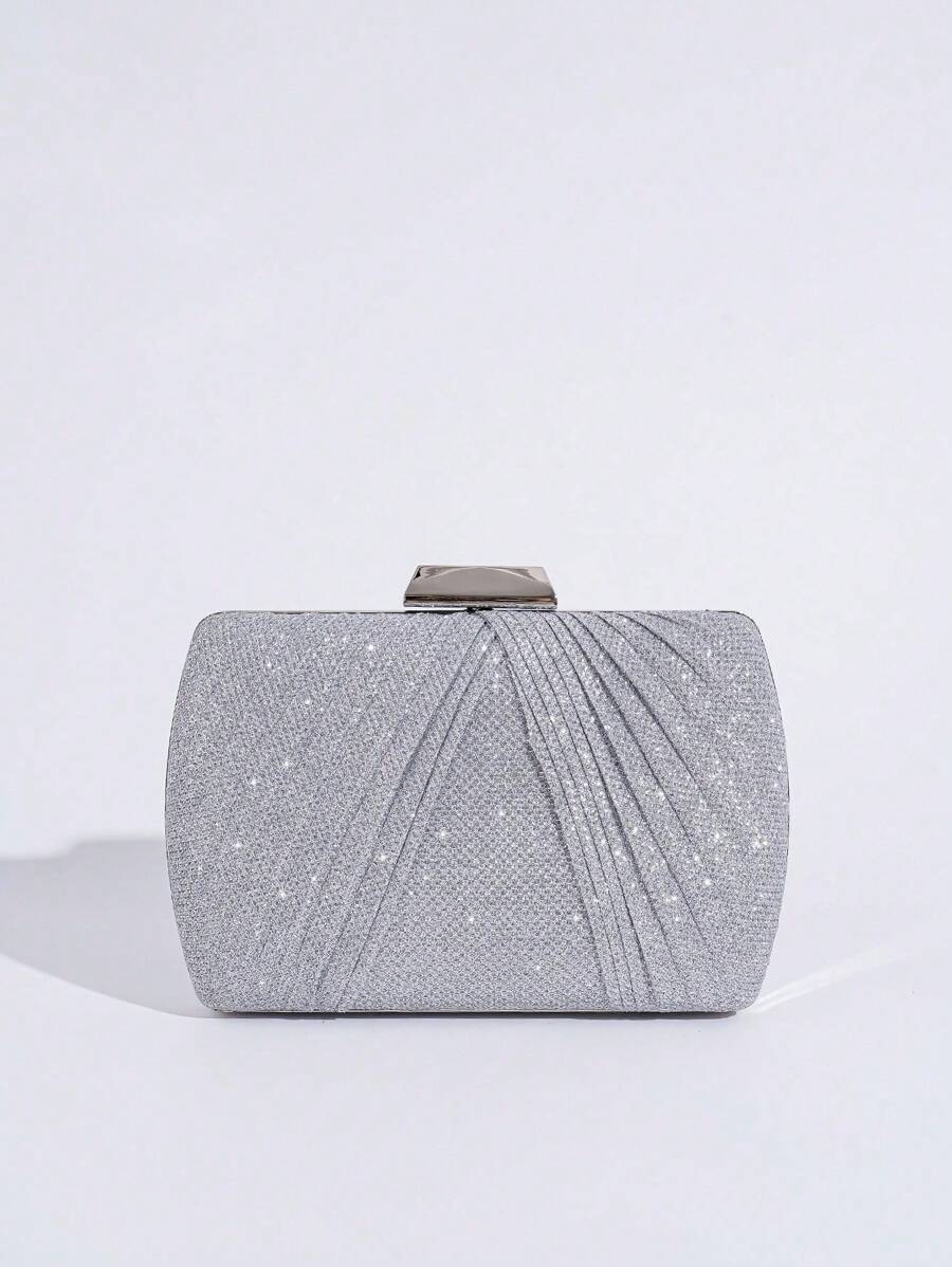 Bolso de mano con pliegues brillantes, bolso con cadena para el hombro y bandolera, bolso versátil de fiesta formal para mujer