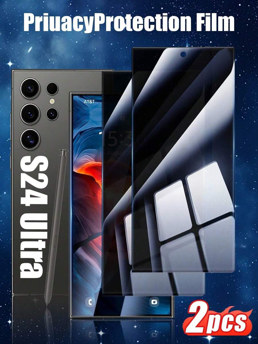 2 pezzi di protezione dello schermo in vetro temperato antispionaggio a copertura totale, bordi neri, facile da applicare senza bolle, anti-sbirciamento, compatibile con Samsung Galaxy S21/S22/S23/S24 Ultra/S24 FE, resistente a graffi, cadute e acqua