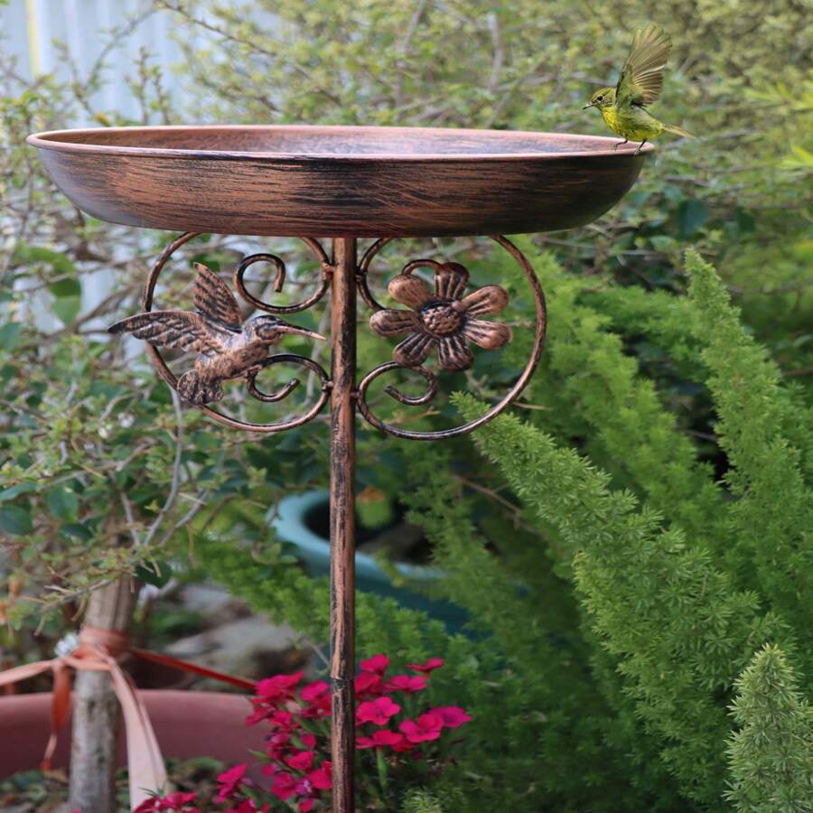 1pc Metal Bird Feeding Bath Bowl, Decorative Ground Stand For Garden, Yard, Lawn, Suitable For Backyard Birdbath, Bird Feeding, Gift For Parents, Friends Room Decor Bedroom Decor Home Decor Wall Decor