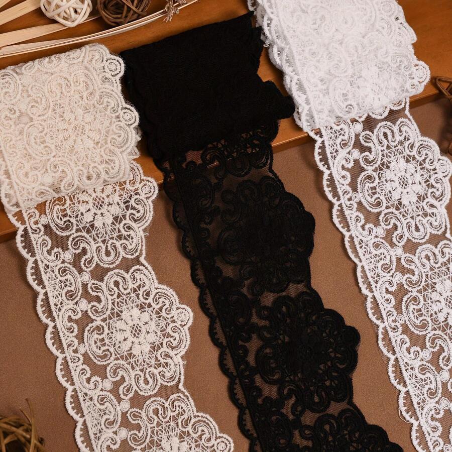 1 Yard Embroidered Lace Trim, 9cm Wide, Suitable For DIY Crafts, Doll Dresses And Clothing Edging