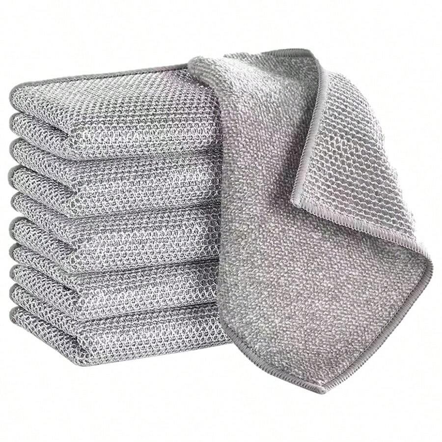 20/12/10/4pcs Magic Cleaning Cloth Thickened Double -Sided Metal Steel Wire Rags Kitchen Dish Pot Washdishing Cloths Towel Clean Tools, Cleaning Accessories, Household Cleaning Supplies, Room Decoration, Can Be Used To Prevent Oil Stains, Garbage, Etc., Suitable For Kitchens, Restaurants, Parties, Gatherings, Travel, Family Gifts, Home Gifts
