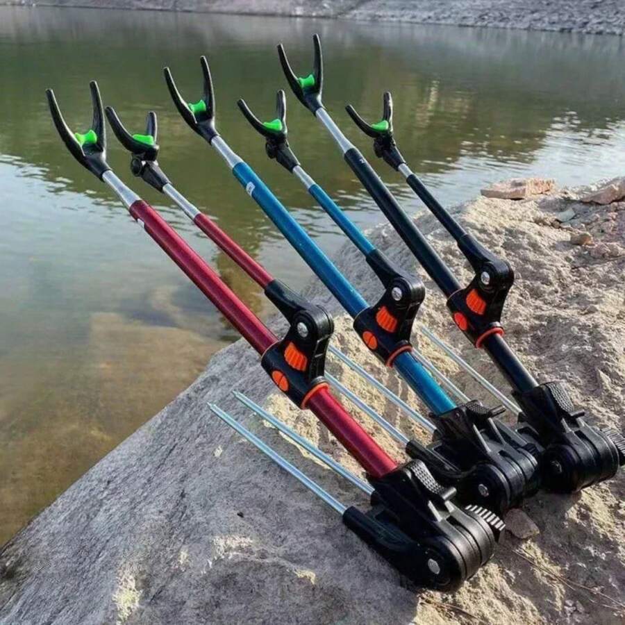 Thickened Telescopic Fishing Rod Bracket Fishing Rod Dual Purpose Bracket Fishing Rod Holder 1.7M/2.1M/2.4M New Stainless Steel