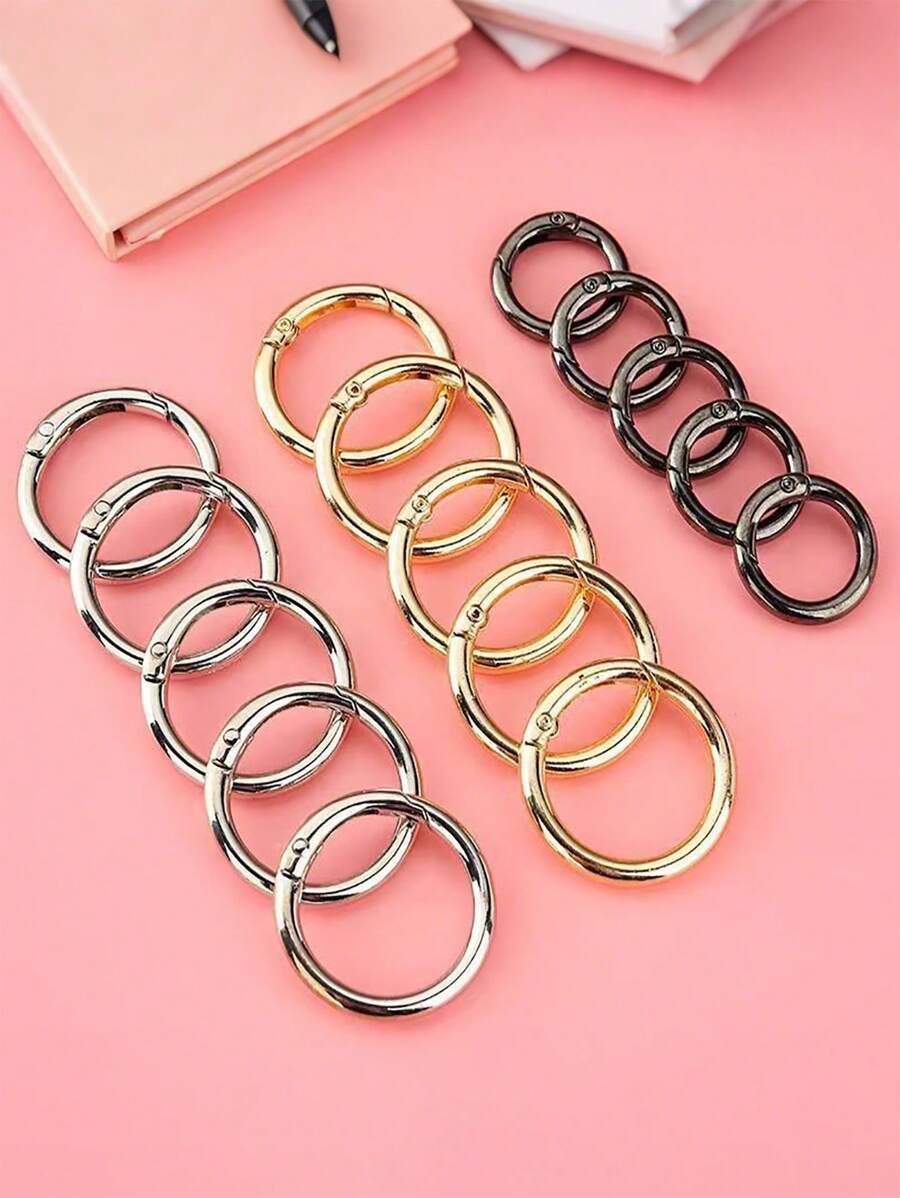 5pcs Round Carabiner Keychains, Suitable For Keys, Clips, Bags, Wallets - Keychain Hooks, Spare Key Chains, Lanyards For DIY Crafts Or Gifts For Back To School, Birthdays