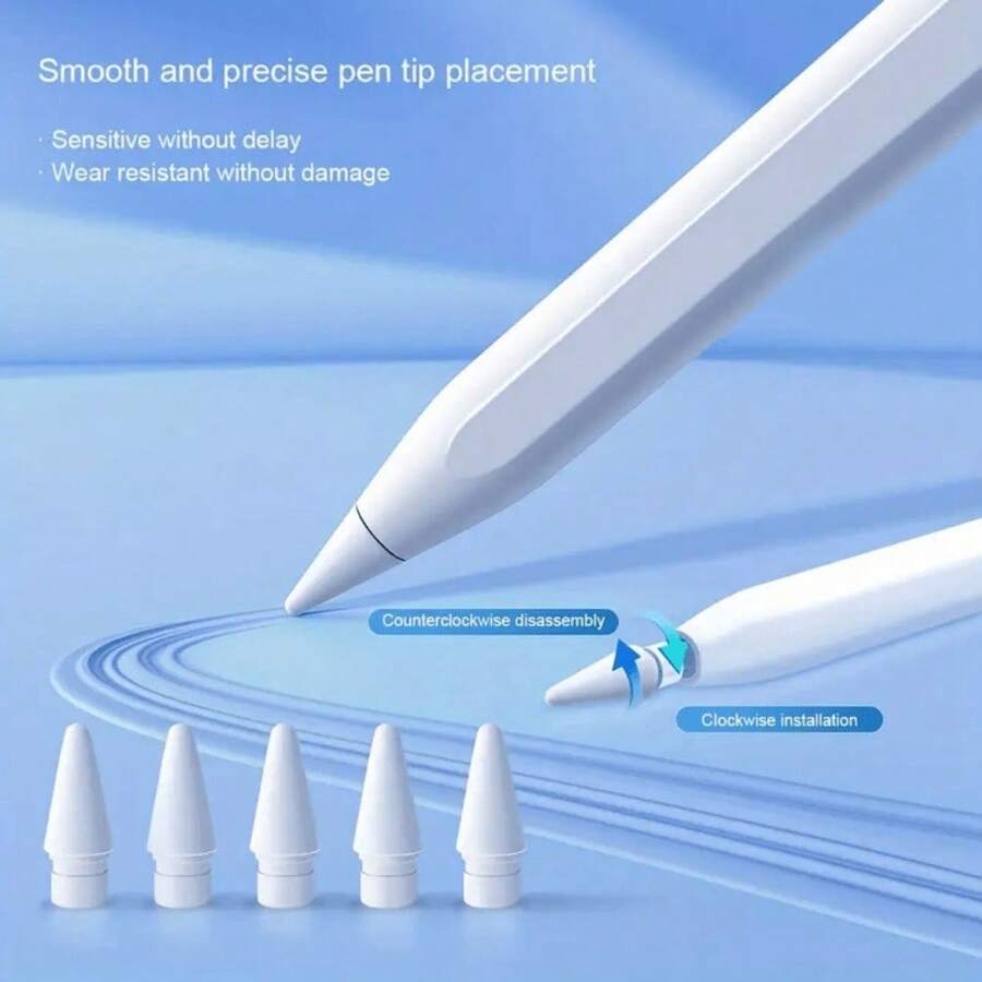 5 pezzi Punte di stilo capacitivo di ricambio compatibili con la prima e la seconda generazione di Apple Pencil