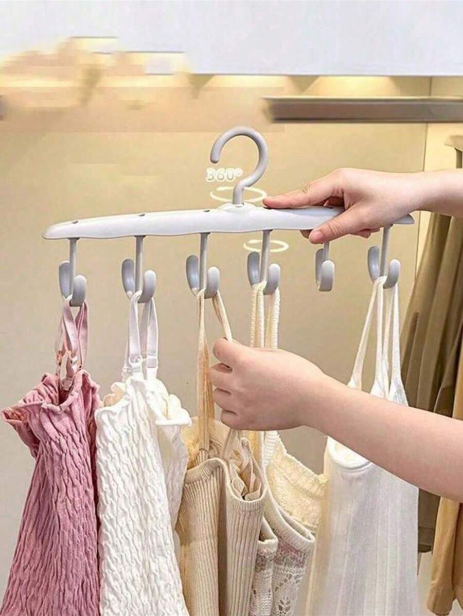 1pc Multi-Functional Rotating Clothes Hanger With Multiple Hooks For Tie And Scarf, Space Saving Clothes Hanging Rack For Closet